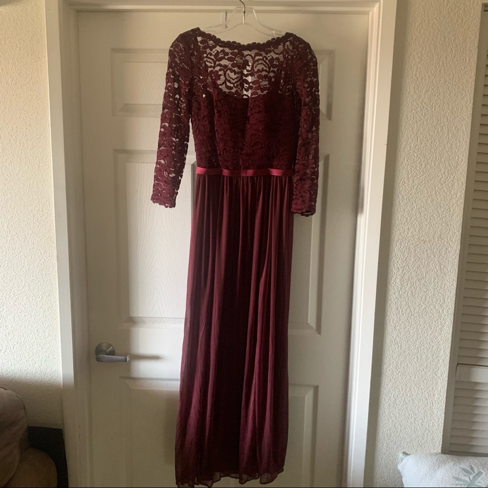 David’s bridal wine bridesmaid dress